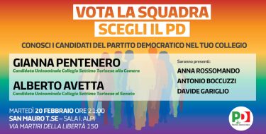20/02 S. Mauro Torinese – Incontro con i candidati del collegio: Pentenero, Avetta, Rossomando, Boccuzzi, Gariglio