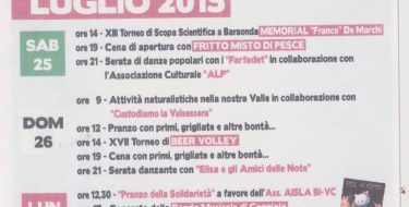 FESTA DE L’UNITA’ DELLA FAGNANA DI PRAY (25-27 LUGLIO 2015)