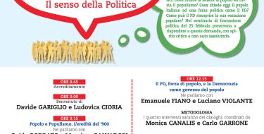 Seminario di Formazione Politica “Popolo. Il significato della parola.Il senso della politica”