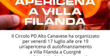 PD Alto Canavese. Apericena di autofinanziamento (17 luglio 2020 ore 19,00)