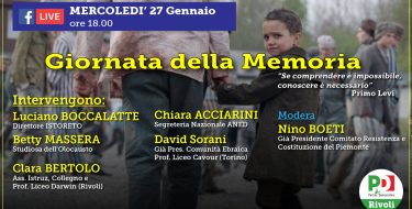 27/01 ore 18,00 – PD Rivoli – Giornata della Memoria