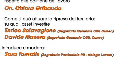 09/02  – ore 20,30 – Recovery Found: quali prospettive per la ripresa del lavoro? (PD Cuneo)