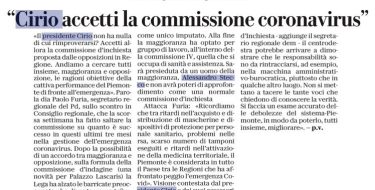 la Repubblica. Furia: “Cirio accetti la commissione coronavirus”