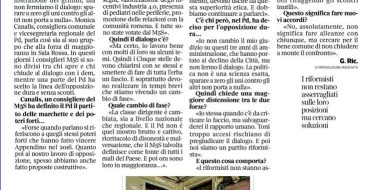 CANALIS: NON FERMIAMO IL CONFRONTO CON IL M5S