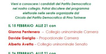 26/02 Pino Torinese. Incontro con i candidati Marino, Rossomando, Mattiello