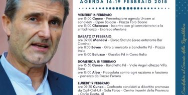 16-19/02 Agenda elettorale di Mino Taricco