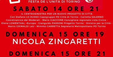 FESTA DE L’UNIT&Agrave; DI TORINO – GLI APPUNTAMENTI DEL WE (14-15 SETTEMBRE)